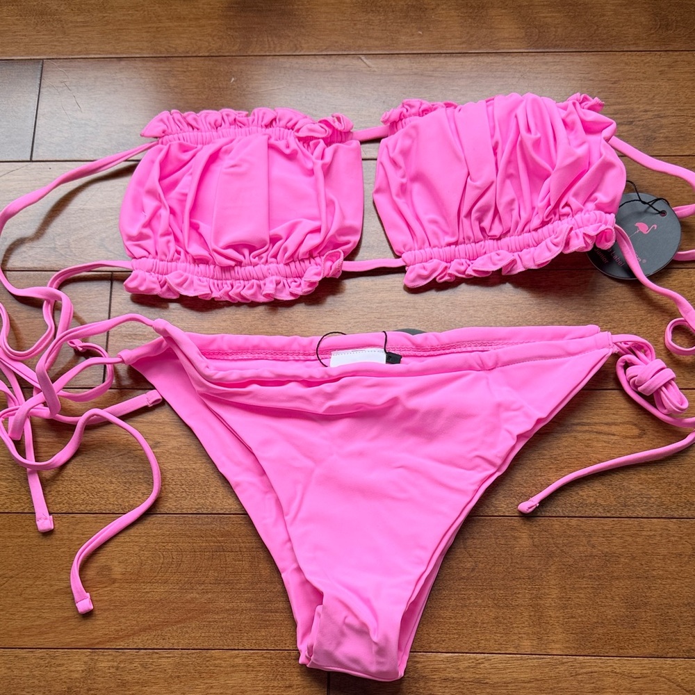 Pink Ruffled Bikini Set - Picture 2 of 4
